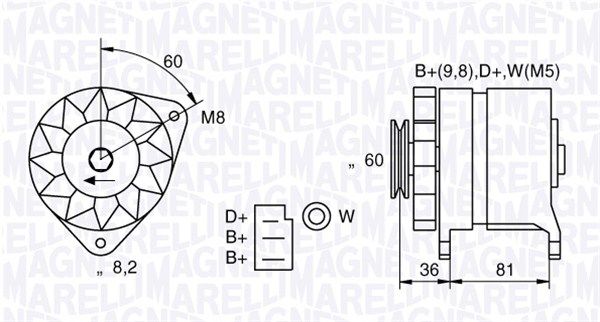 MAGNETI MARELLI Генератор 063731227010